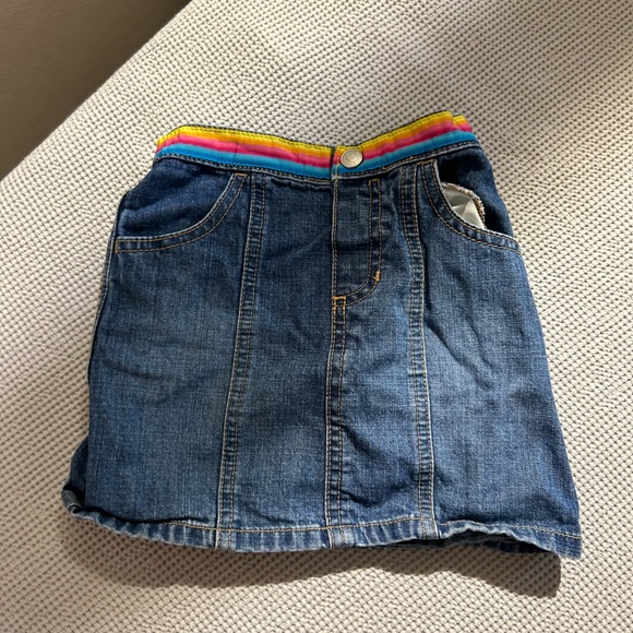 Vintage retro rainbow waist band denim jean mini skirt old navy 3t - Picture 5 of 12